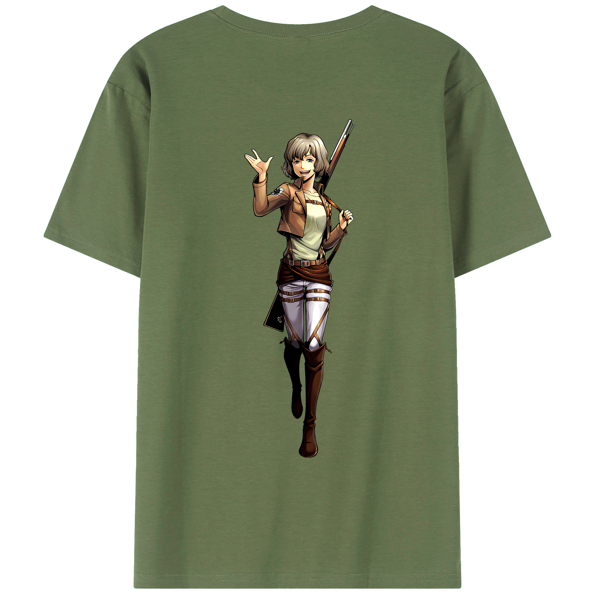 （画像用） 進撃の巨人 ヒツチ Attack on Titan Hitch 綿100％ メンズ半袖Tシャツ（バックプリント） 通気性